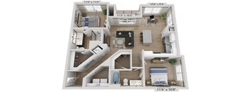 Elwood Indian Trail Apartments 3D Floor Plan B5A