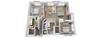 Elwood Indian Trail Apartments 3D Floor Plan B6AM
