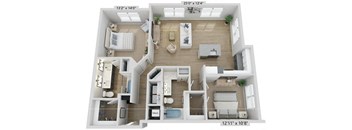 Elwood Indian Trail Apartments 3D Floor Plan B6BM
