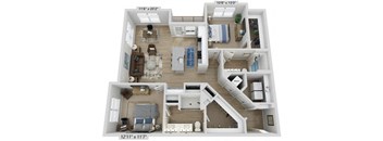 Elwood Indian Trail Apartments 3D Floor Plan B7