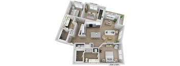 Elwood Indian Trail Apartments 3D Floor Plan C1M