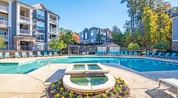Swimming Pool with Lounge Seating Swimming Pool with Lounge Seating at Centerview at Crossroads, Raleigh