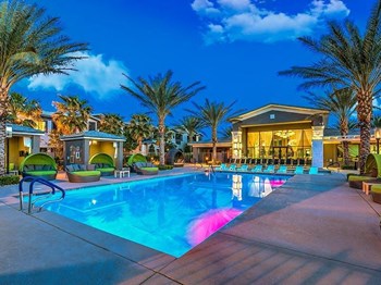 Night View Of Pool at Lyric Apartments, Las Vegas, NV - Photo Gallery 14