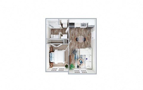 535 Square-Foot A1A Floor Plan at Indigo Apartments, Morrisville, NC, 27560