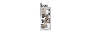700 Square-Foot A1C Floor Plan at Indigo Apartments, Morrisville, 27560