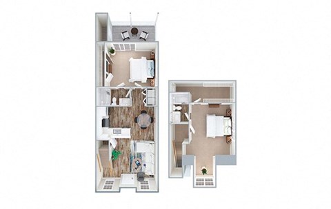 1025 Square-Foot B2A Floor Plan at Indigo Apartments, Morrisville, North Carolina