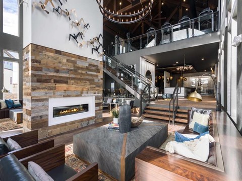 Fireplace in Clubhouse With Standard Fireplace at Montane, Parker, 80134