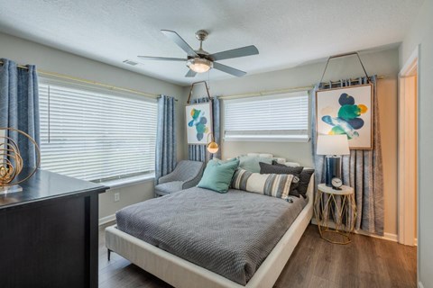 Bedroom With Ceiling Fan at Southpoint Crossing, Durham
