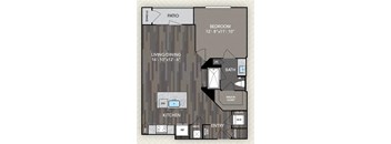 Starting from 717 Square-Feet 1 bed 1 bath A2 Floor Plan at The Alden at Cedar Park, Cedar Park, Texas