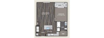 827 Square-Feet 1 bed 1 bath A4 Floor Plan at The Alden at Cedar Park, Texas