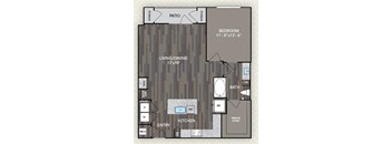 896 Square-Feet 1 bed 1 bath A5 Floor Plan at The Alden at Cedar Park, Texas, 78613