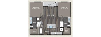 Starting from 1060 Square-Feet 2 bed 2 bath B1 B1 Floor Plan at The Alden at Cedar Park, Cedar Park, TX, 78613