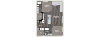 1185 Square-Feet 2 bed 2 bath B1 B2 Floor Plan at The Alden at Cedar Park, Cedar Park, TX