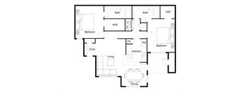 2 bed 2 bath floor planat The Hartley at Sweetwater Creek, Duluth