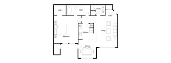 1 bed 1 bath floor plan Aat The Hartley at Sweetwater Creek, Duluth, Georgia