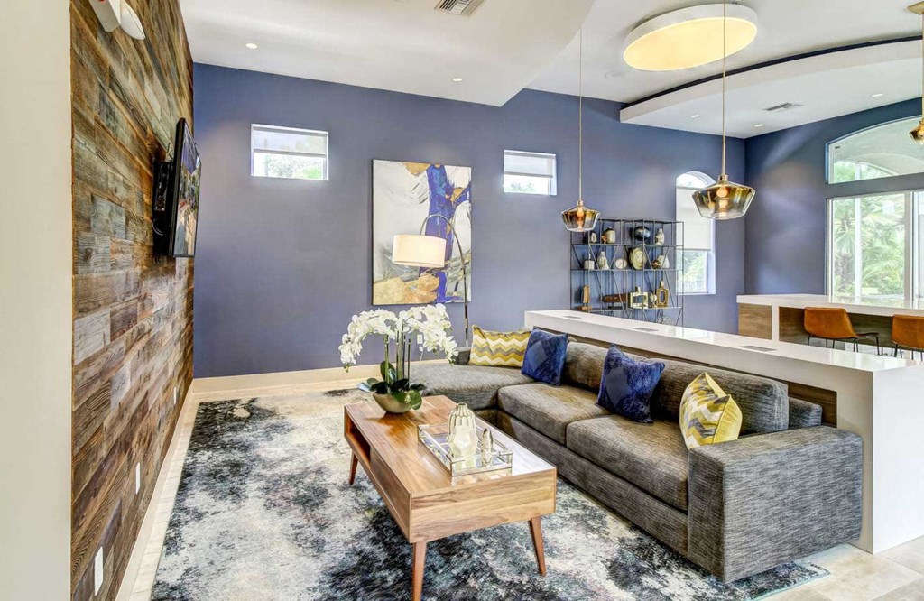 Contemporary Living Room at Tuscany Bay Apartments, Tampa, FL