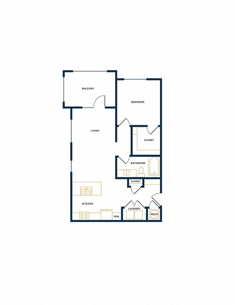 A1 One Bedroom One Floorplan at Folksong Apartments, Flowery Branch, GA 30542