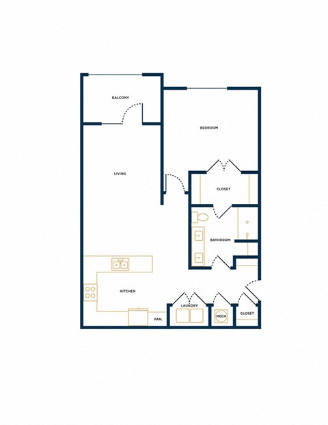 A2-HC One Bedroom One Floorplan at Folksong Apartments, Flowery Branch, Georgia