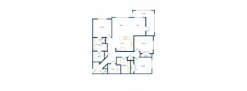 C1 Three Bedroom Two Floorplan at Folksong Apartments, Flowery Branch, 30542