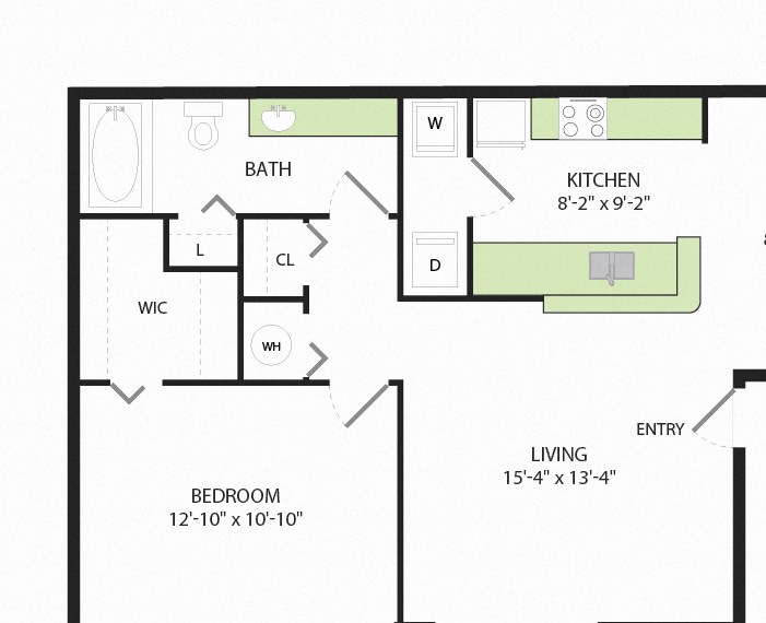 A1 1 Bedroom 1 Bath Floor Plan 689 Square Foot 1 Bedroom 1 Bath A1 Floor Plan at The Preserve at Westchase in Tampa, FL