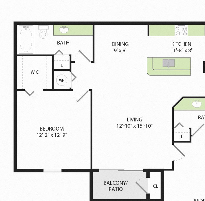 B1 2 Bedroom 2 Bath Floor Plan 1029 Square-Foot 2 Bedroom 2 Bathroom B1 Floor Plan at The Preserve at Westchase in Tampa, FL