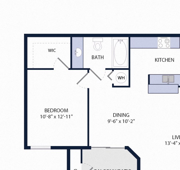1 Bedroom 1 Bath Floor Plan 714 Square-Feet 1 Bedroom 1 Bath A1 Floor Plan at Tuscany Bay Apartments, Florida
