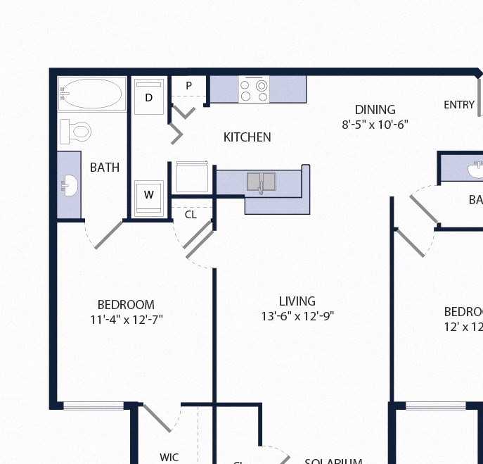 2 Bed 2 Bathroom Floor Plan 1094 Square-Feet 2 Bed 2 Bathroom B2 Floor Plan at Tuscany Bay Apartments, Tampa, FL
