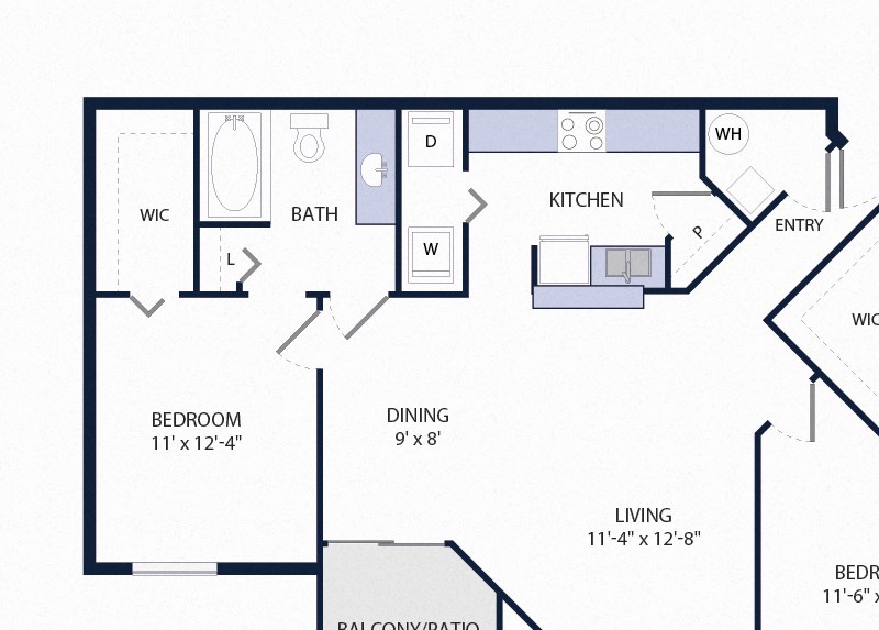 2 Bed 2 Bath Floor Plan 1097 Square-Feet 2 Bed 2 Bath B3 Floor Plan at Tuscany Bay Apartments, Tampa, 33626