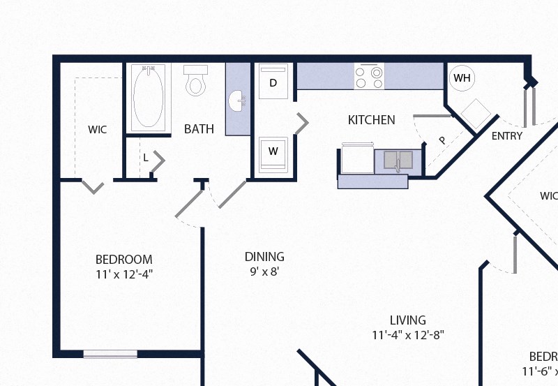 2 Bedroom 2 Bath Floor Plan 1182 Square-Feet 2 Bedroom 2 Bath B4 Floor Plan at Tuscany Bay Apartments, Tampa, Florida