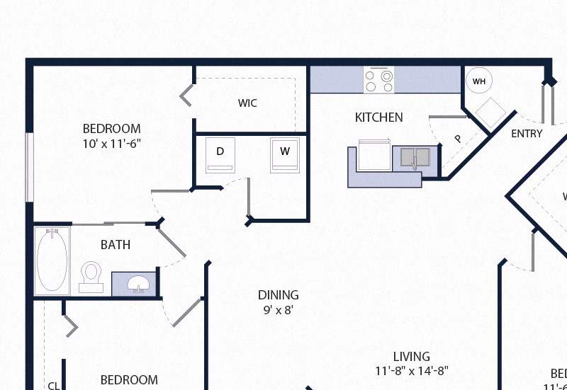 3 Bedroom 2 Bathroom Floor Plan 1427 Square-Feet 3 Bedroom 2 Bathroom C2 Floor Plan at Tuscany Bay Apartments, Florida