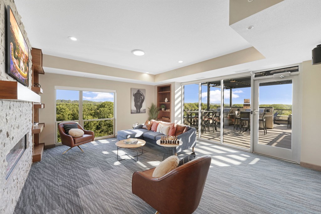 Lounge Furniture And Outdoor Dining Table With A Stunning Skyline Backdrop at Shakopee Flats, Shakopee, 55379