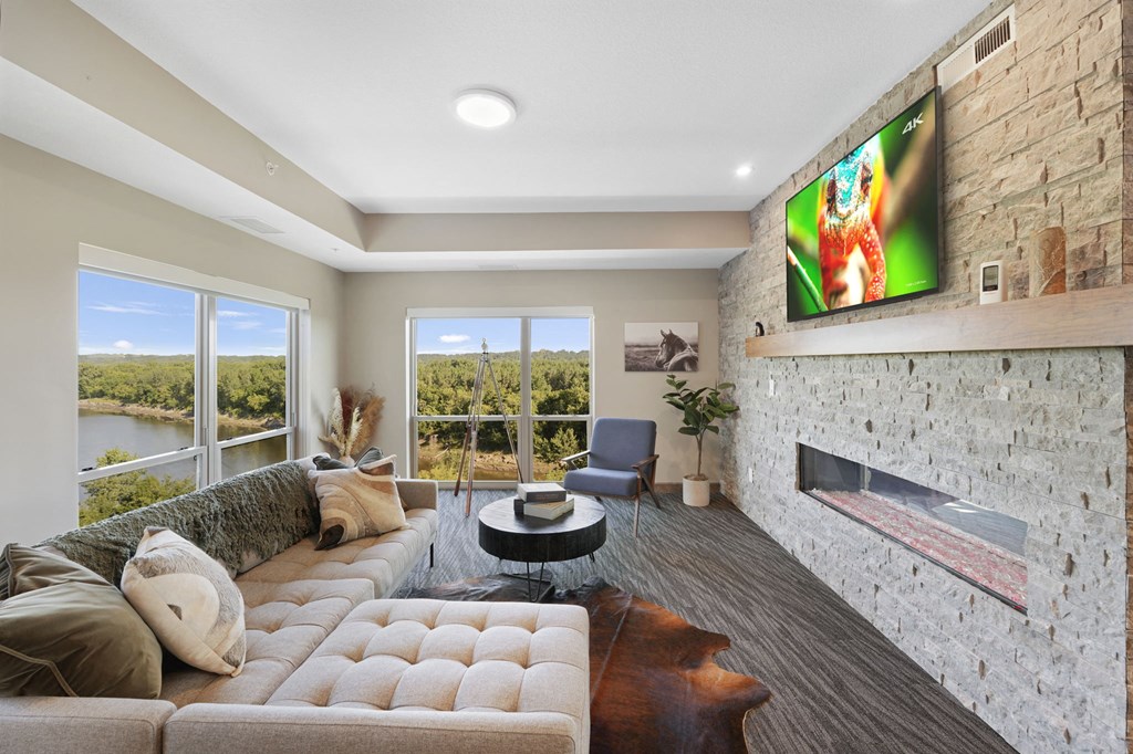 Lounge With TV And Fireplace at Shakopee Flats, Shakopee, MN