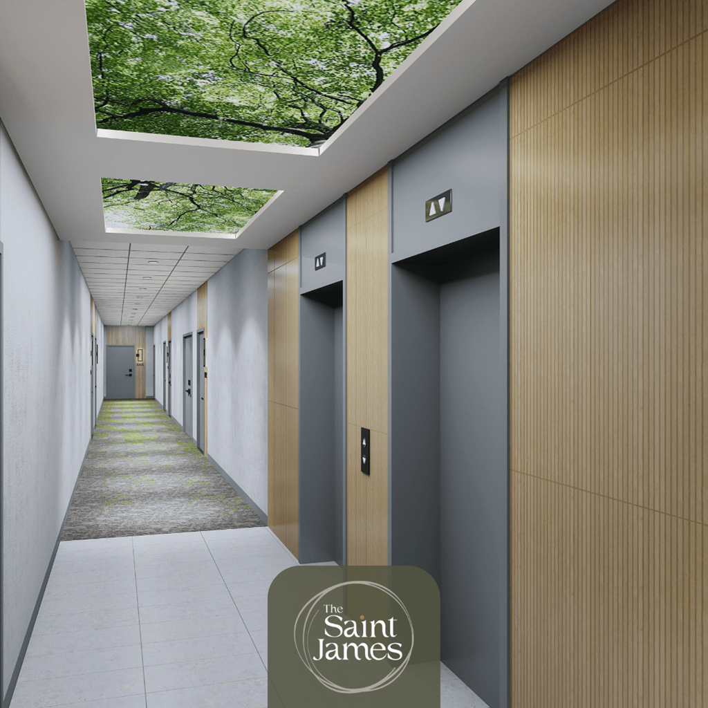 the lobby of the saint jeans building in saint louis