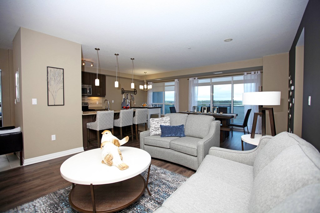 a living room with a couch and a table