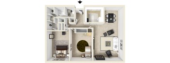 2BR/1.5BA Floor Plan