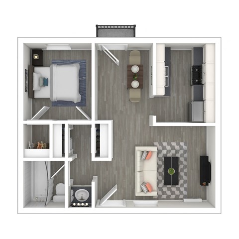 3D - 1Bedroom floor plan