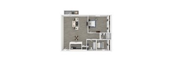 3D - 2 Bedroom floor plan