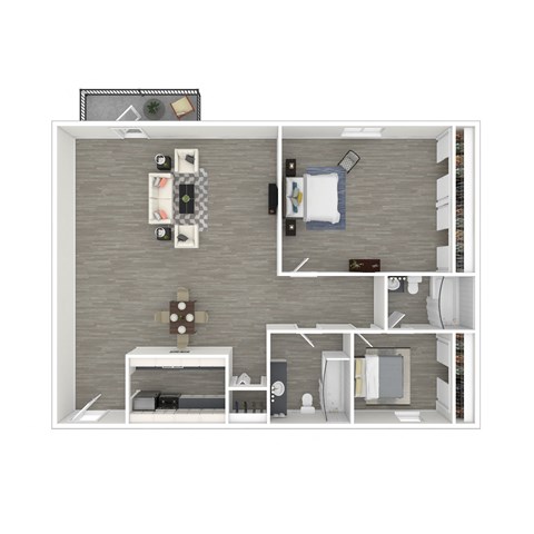 3D - 2 Bedroom floor plan