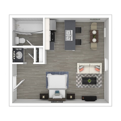3D - Furnished Studio Floor plan