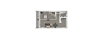 3D - 1 bedroom floor plan