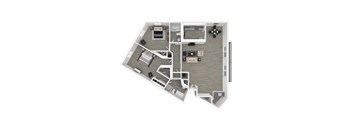 3D - 2 bedroom floor plan