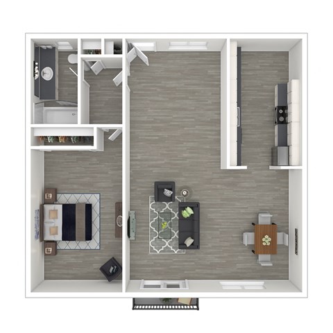 3D - 1 bedroom floor plan