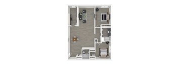 3D - 2 bedroom floor plan
