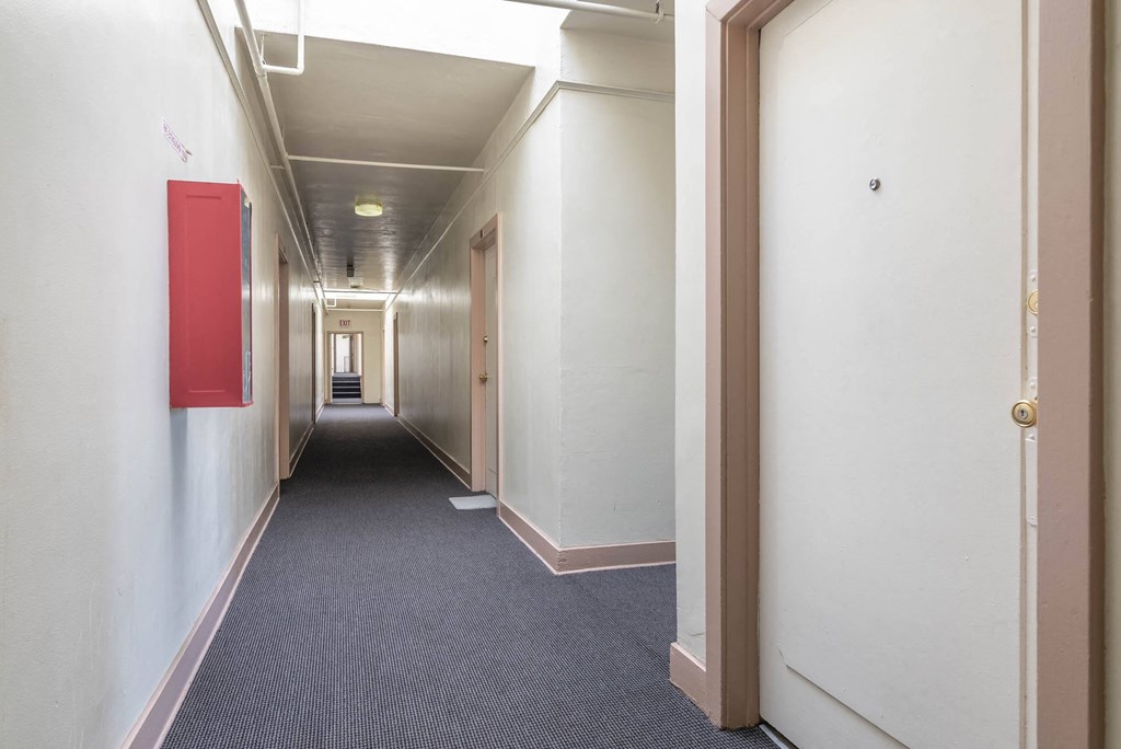 Building hallway and front doors