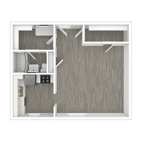 a floor plan of a micro apartment with a bedroom and a living room