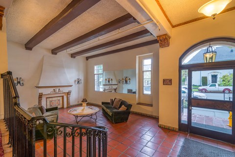 Building lobby with seating area