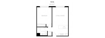 1 Bedroom 1 Bath Floor plan at the perch, Los Angeles California
