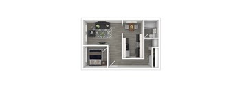 3D - 1 bedroom layout