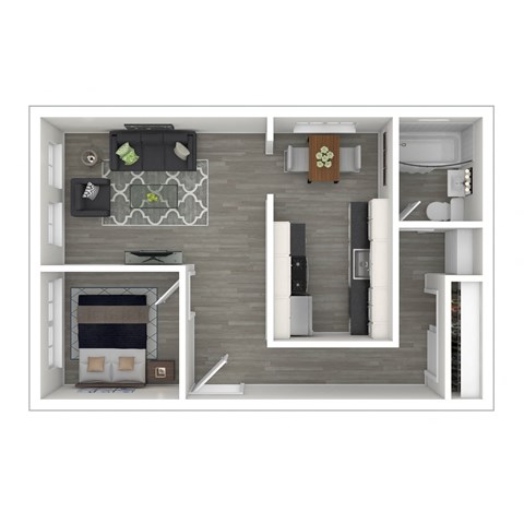 3D - 1 bedroom layout
