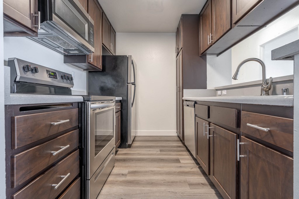 Kitchen view at Monterra Ridge Apartments, Canyon Country